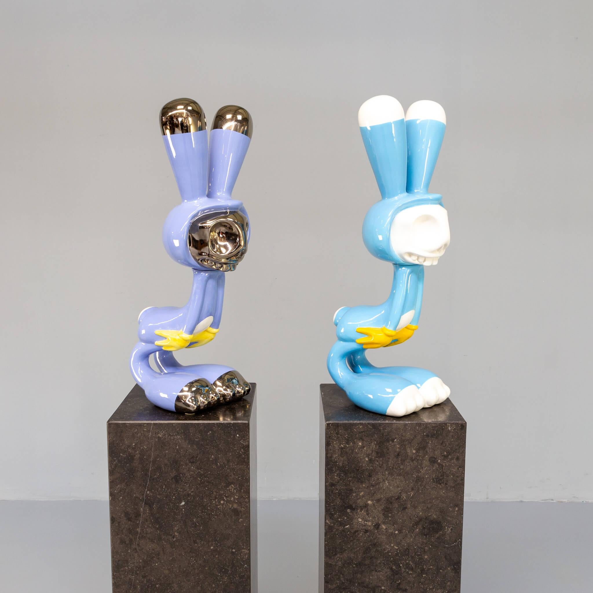 Contemporary Massimo Giacon Ceramic Art ‘Conigliesco’ for Superego Set/2 For Sale