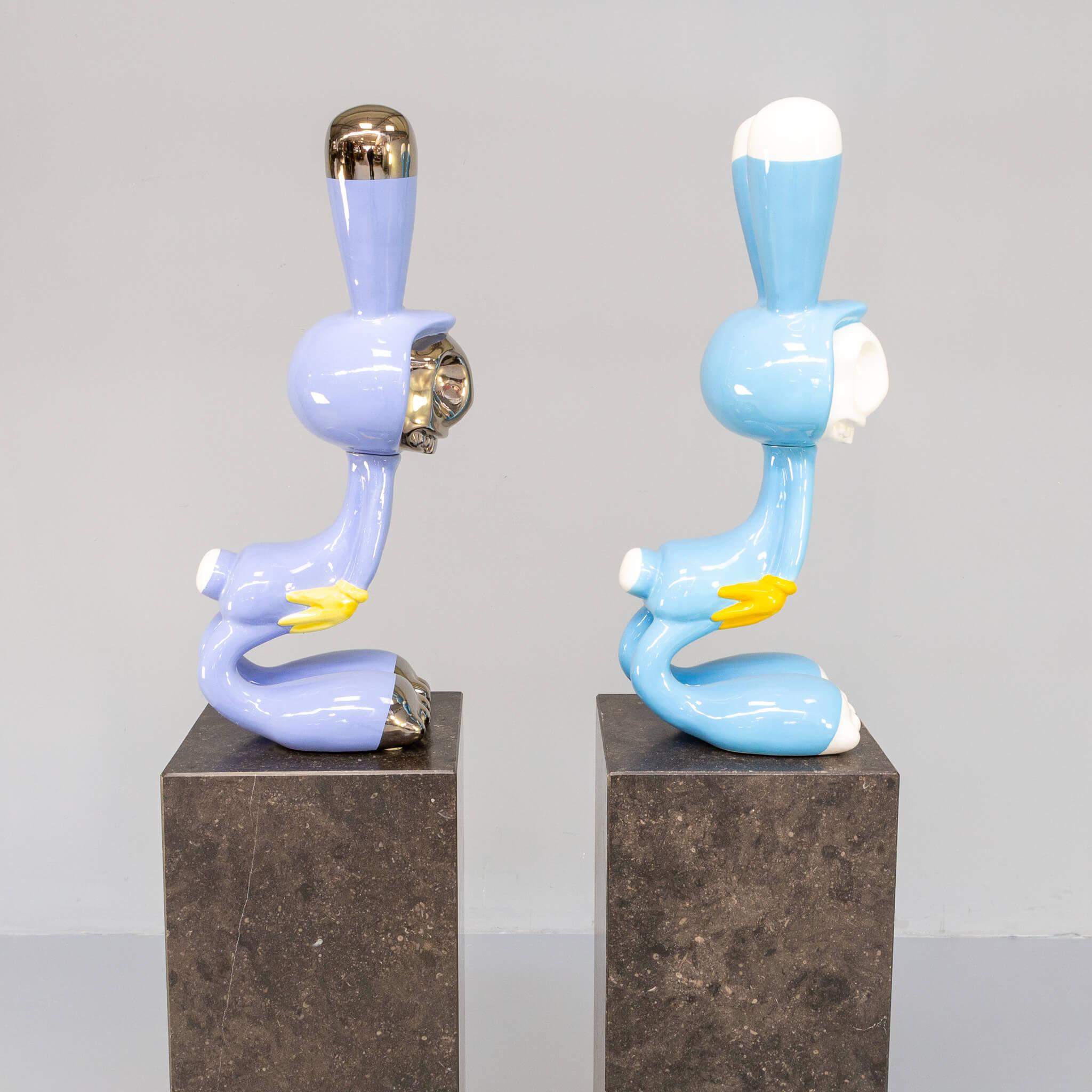 Massimo Giacon Ceramic Art ‘Conigliesco’ for Superego Set/2 For Sale 1