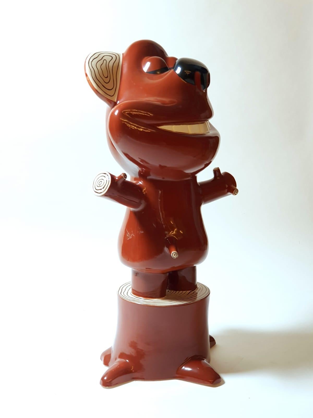 Modern Woodbear Ceramic Sculpture by Massimo Giacon for Superego Editions, Italy For Sale