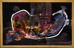 Schwarzes Sideboard – Gemälde von Massimo Greco – 2020