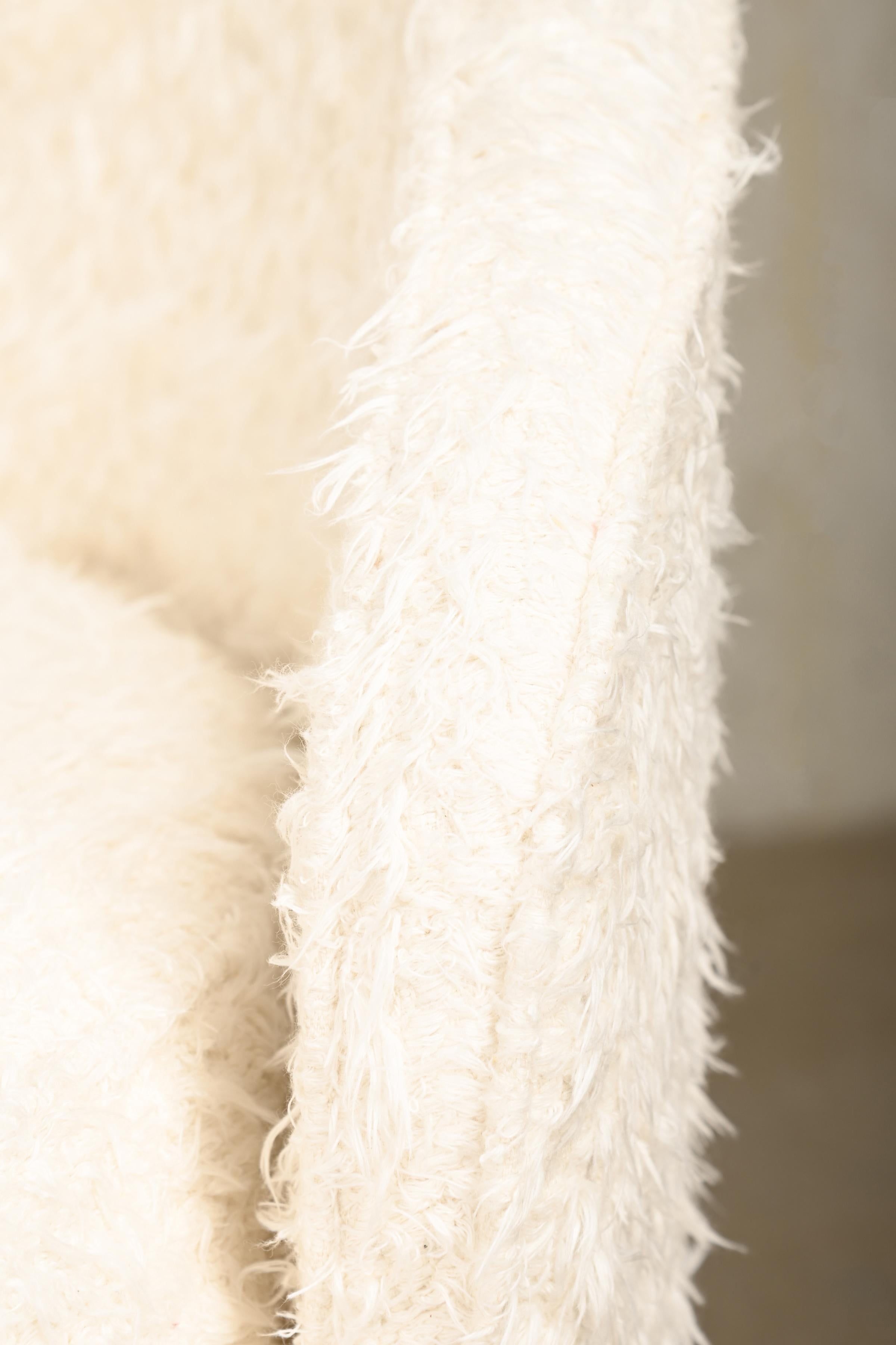 Fauteuil Massimo Iosa Ghini neuve en coton velours blanc long pour Moroso, Italie en vente 3