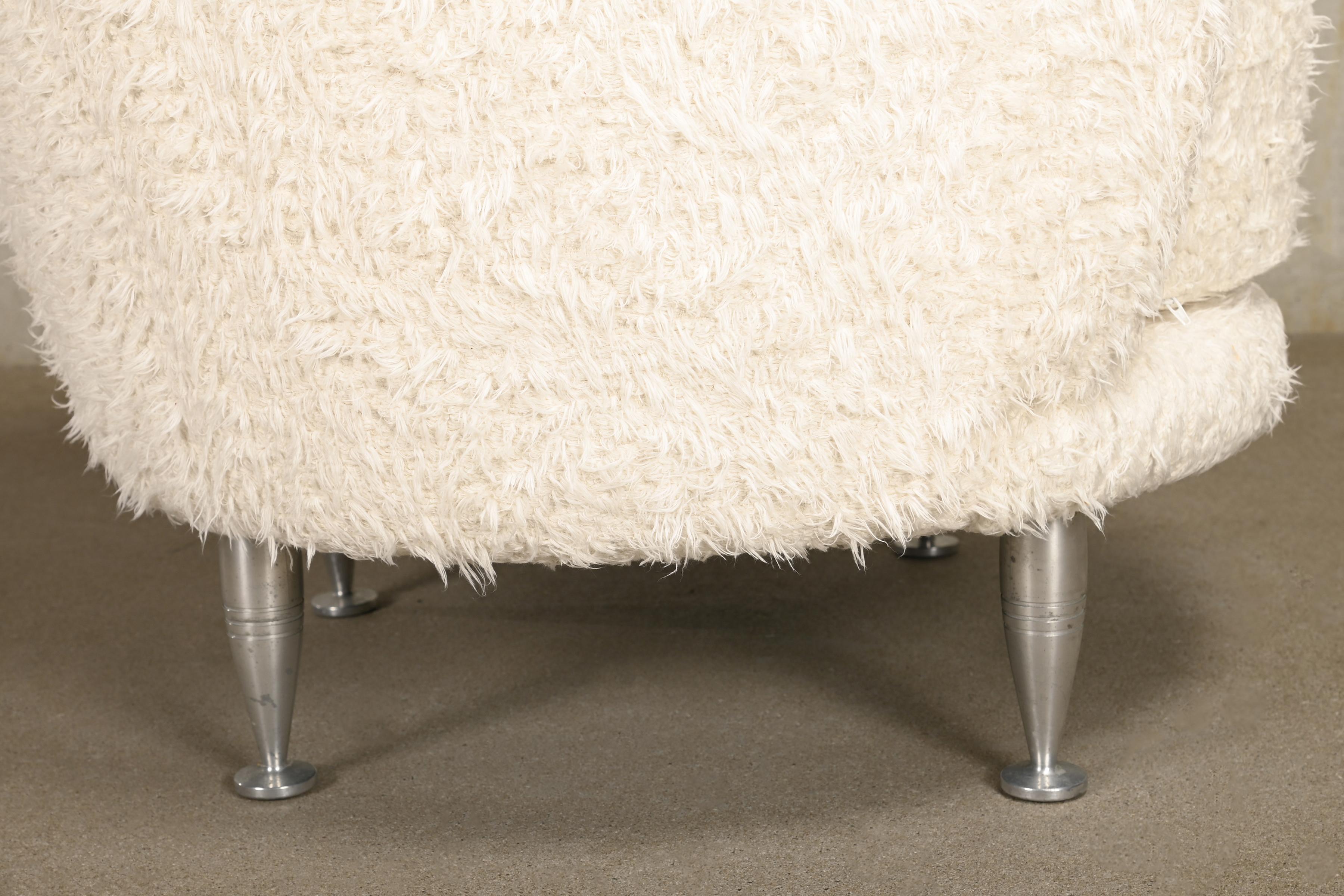 Fauteuil Massimo Iosa Ghini neuve en coton velours blanc long pour Moroso, Italie en vente 4