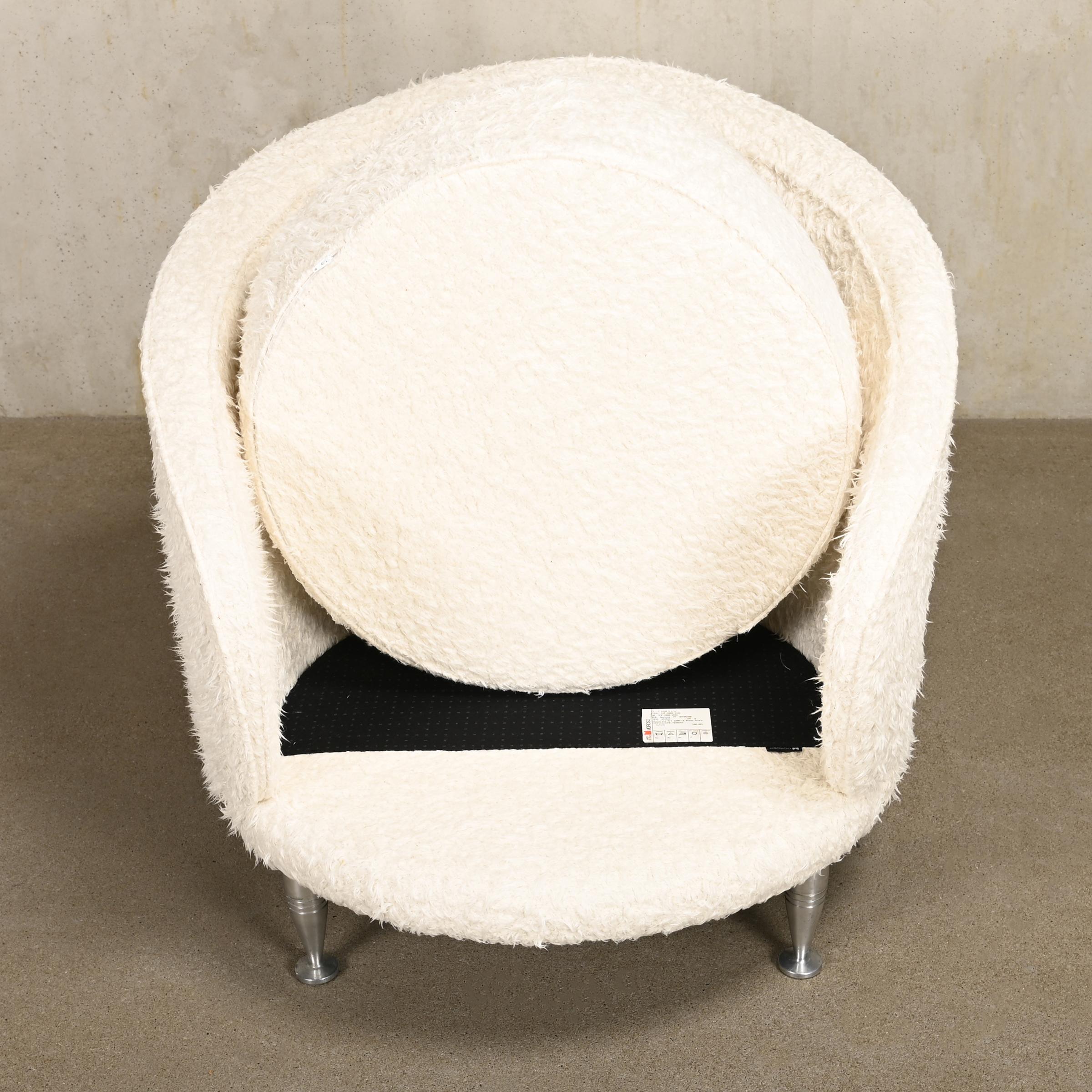 Massimo Iosa Ghini Armchair New Tone in white long pile cotton for Moroso, Italy 7
