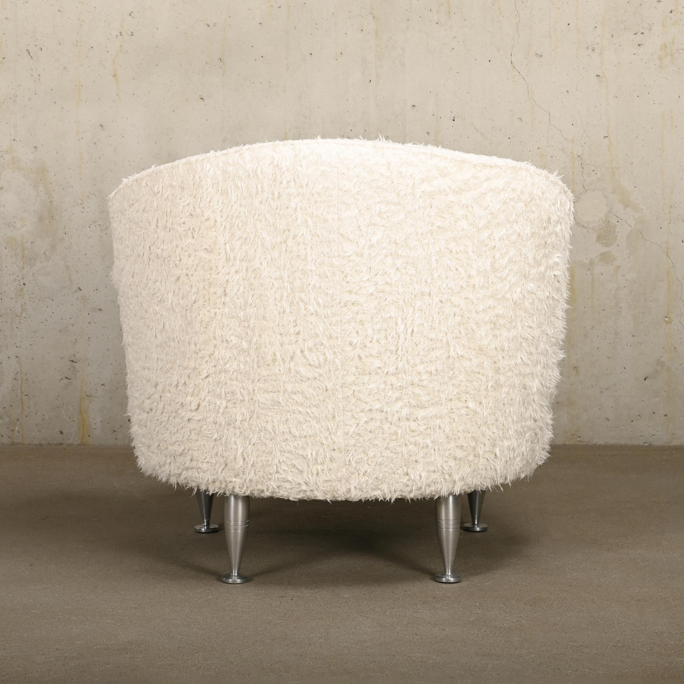 Modern Massimo Iosa Ghini Armchair New Tone in white long pile cotton for Moroso, Italy
