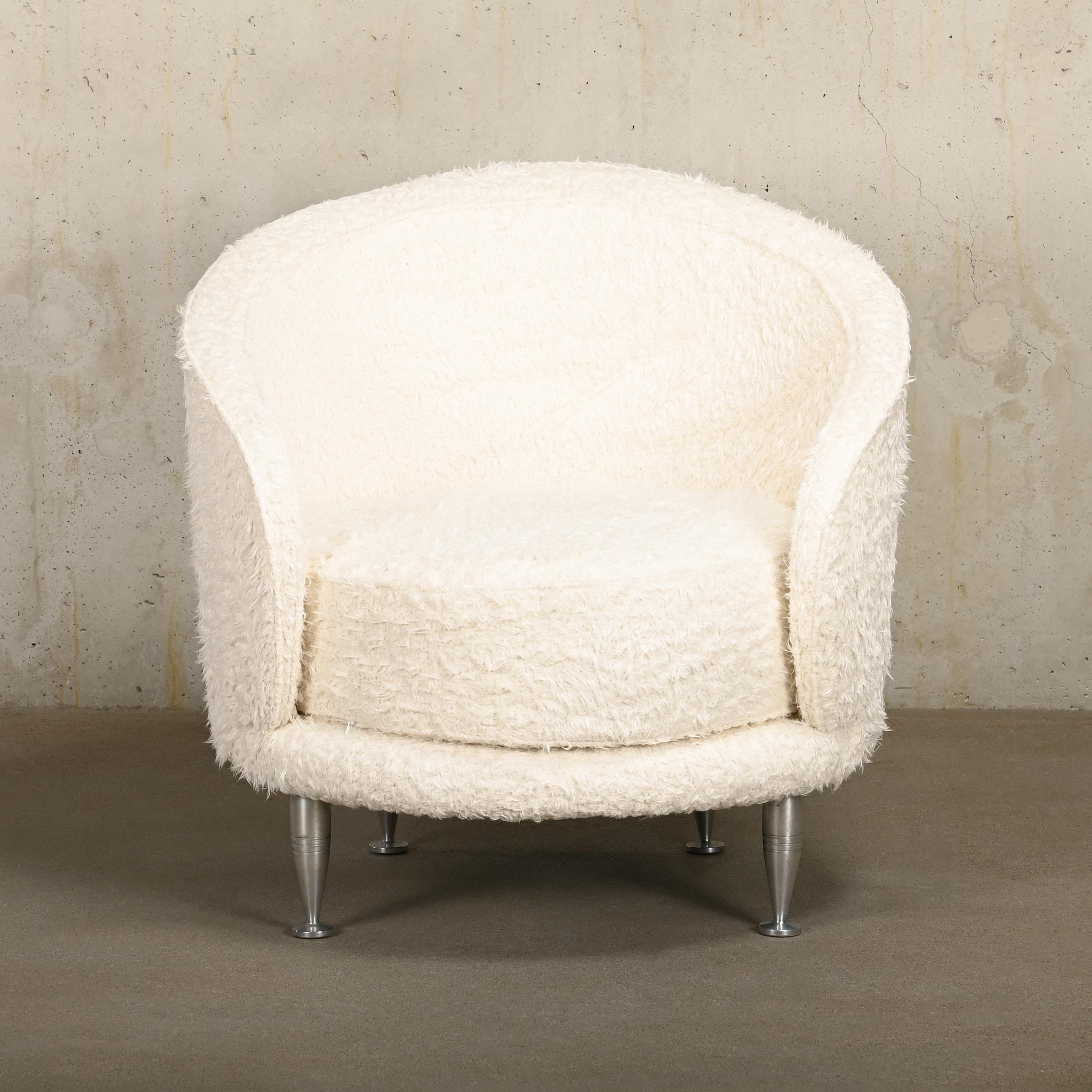 Contemporary Massimo Iosa Ghini Armchair New Tone in white long pile cotton for Moroso, Italy