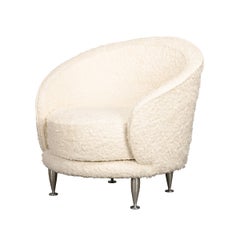 Fauteuil Massimo Iosa Ghini neuve en coton velours blanc long pour Moroso, Italie