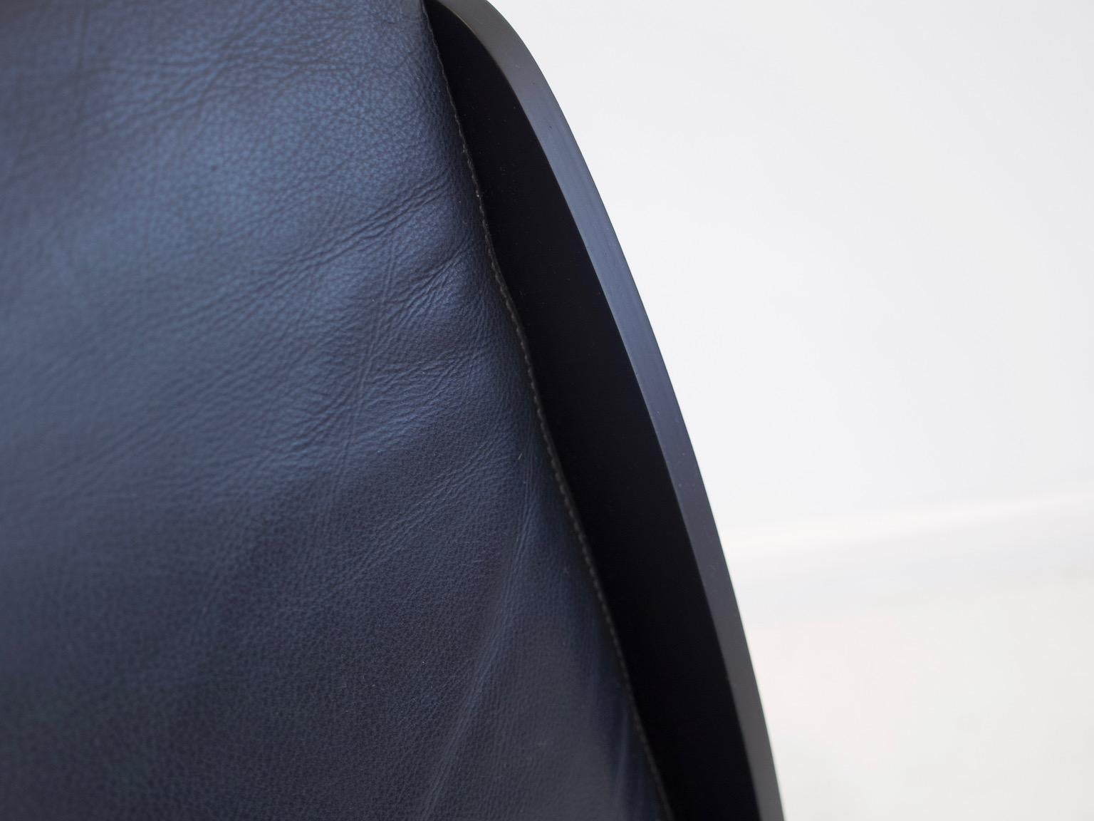 Massimo Iosa Ghini per Moroso Chaise Longue in pelle nera e acciaio in vendita 5