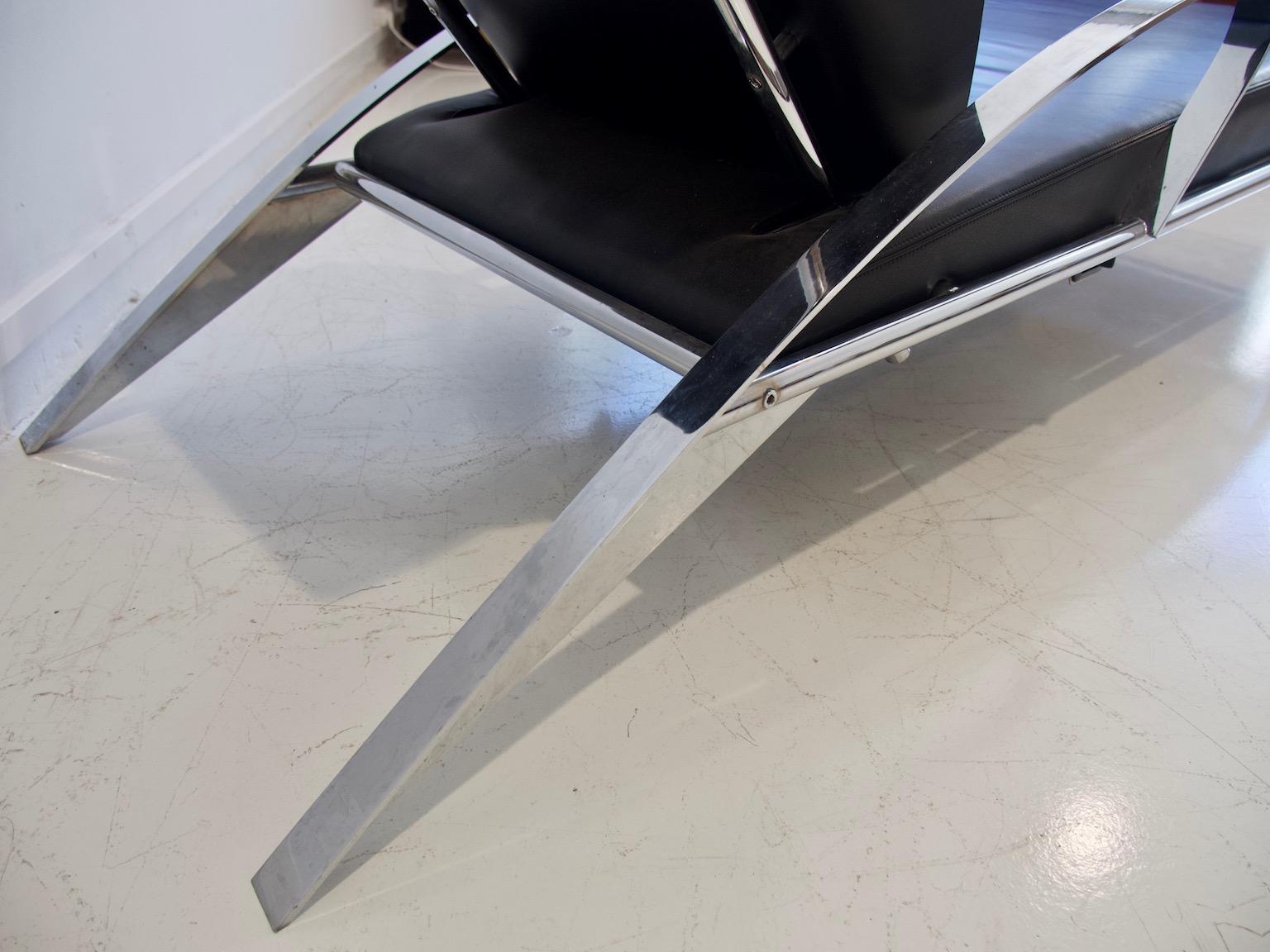 Massimo Iosa Ghini per Moroso Chaise Longue in pelle nera e acciaio in vendita 10