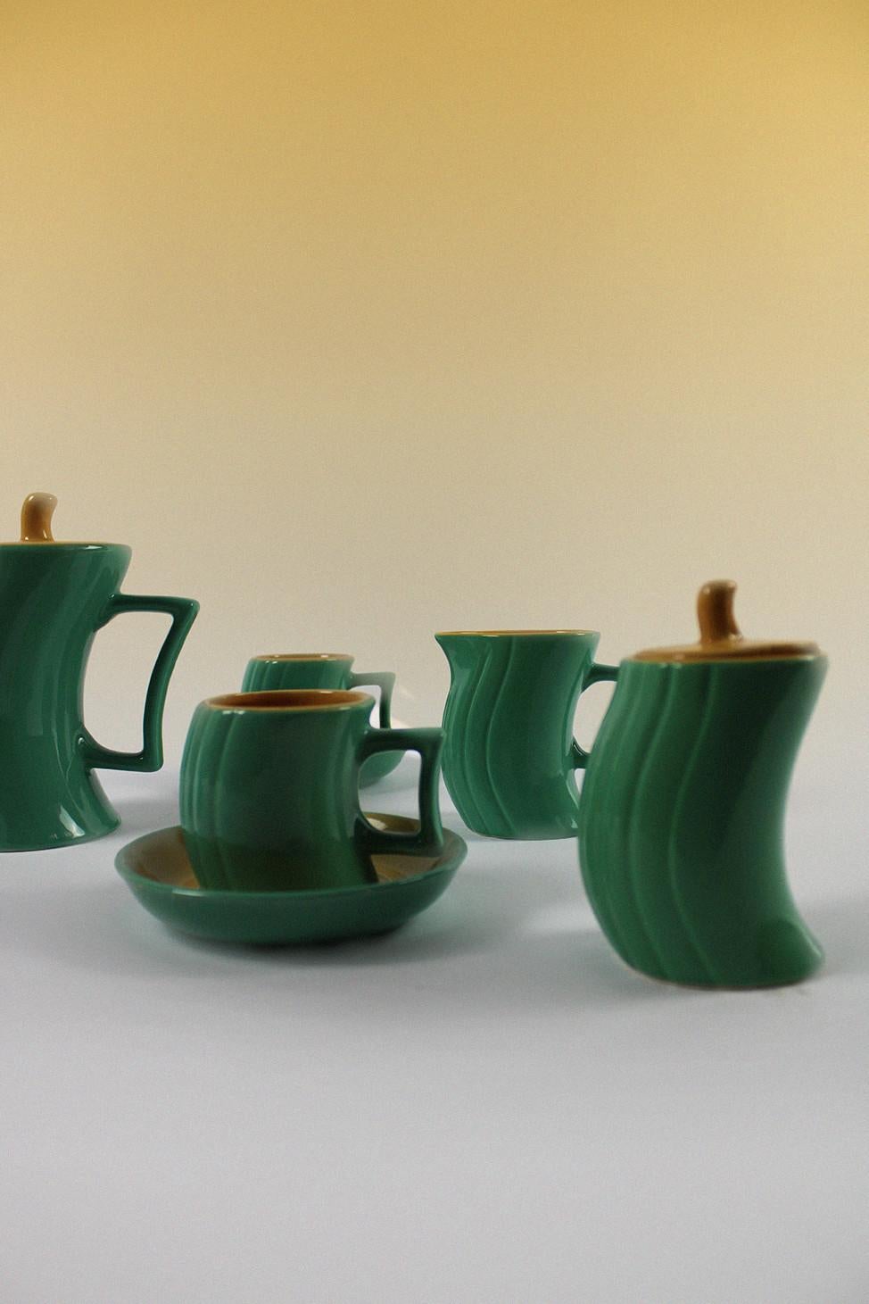Mid-Century Modern Massimo Iosa Ghini Tea Set 1985 Green Italian 