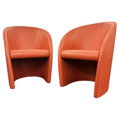 Used Massimo & Lela Vignelli Pair of "Intervista" Chairs in Vermillion Leather 1989