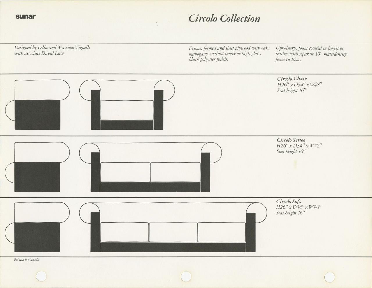 Escaso sofá Vignelli Circolo, fabricado por Sunar. Conserva la etiqueta original.

A través del Centro Vignelli:
