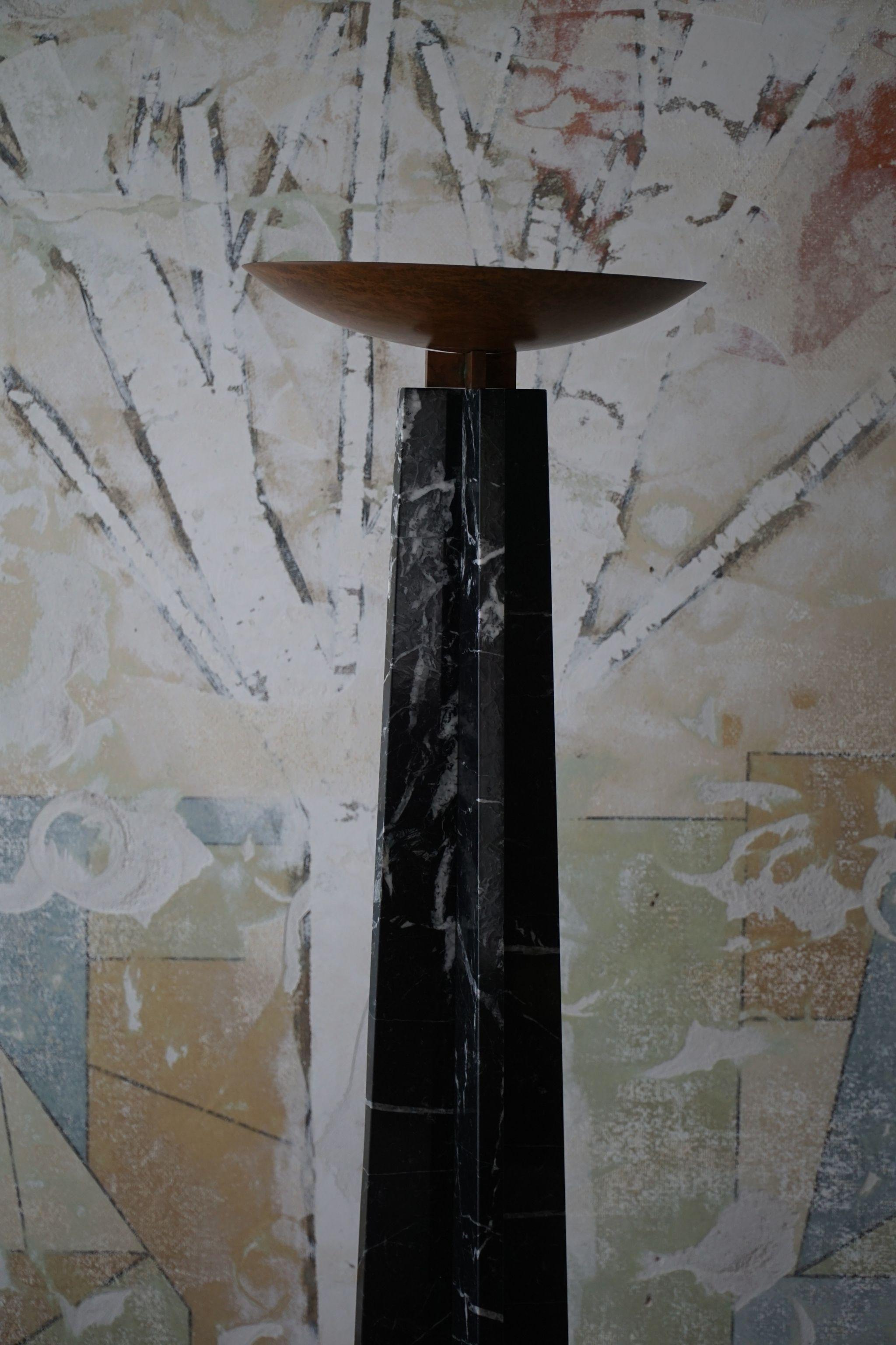 Late 20th Century Massimo & Lella Vignelli, Floor Lamp in Copper & Marble, Wagneriana, Italy, 1986 For Sale