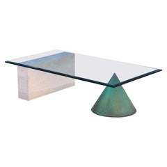Massimo & Lella Vignelli for Casigliani Kono Coffee Table in Travertine & Copper