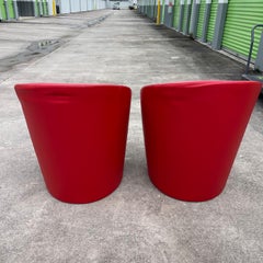Sillas de cuero rojo de Massimo y Lella Vignelli para Poltrona Frau, un par