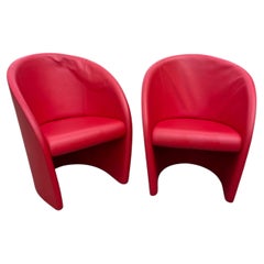 Sillas de cuero rojo de Massimo y Lella Vignelli para Poltrona Frau, un par