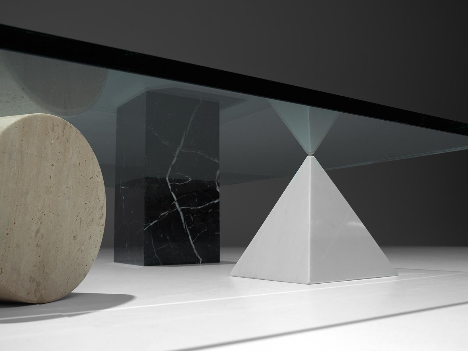 Post-Modern Massimo & Lella Vignelli 'Metafora' Coffee Table in Marble and Travertine