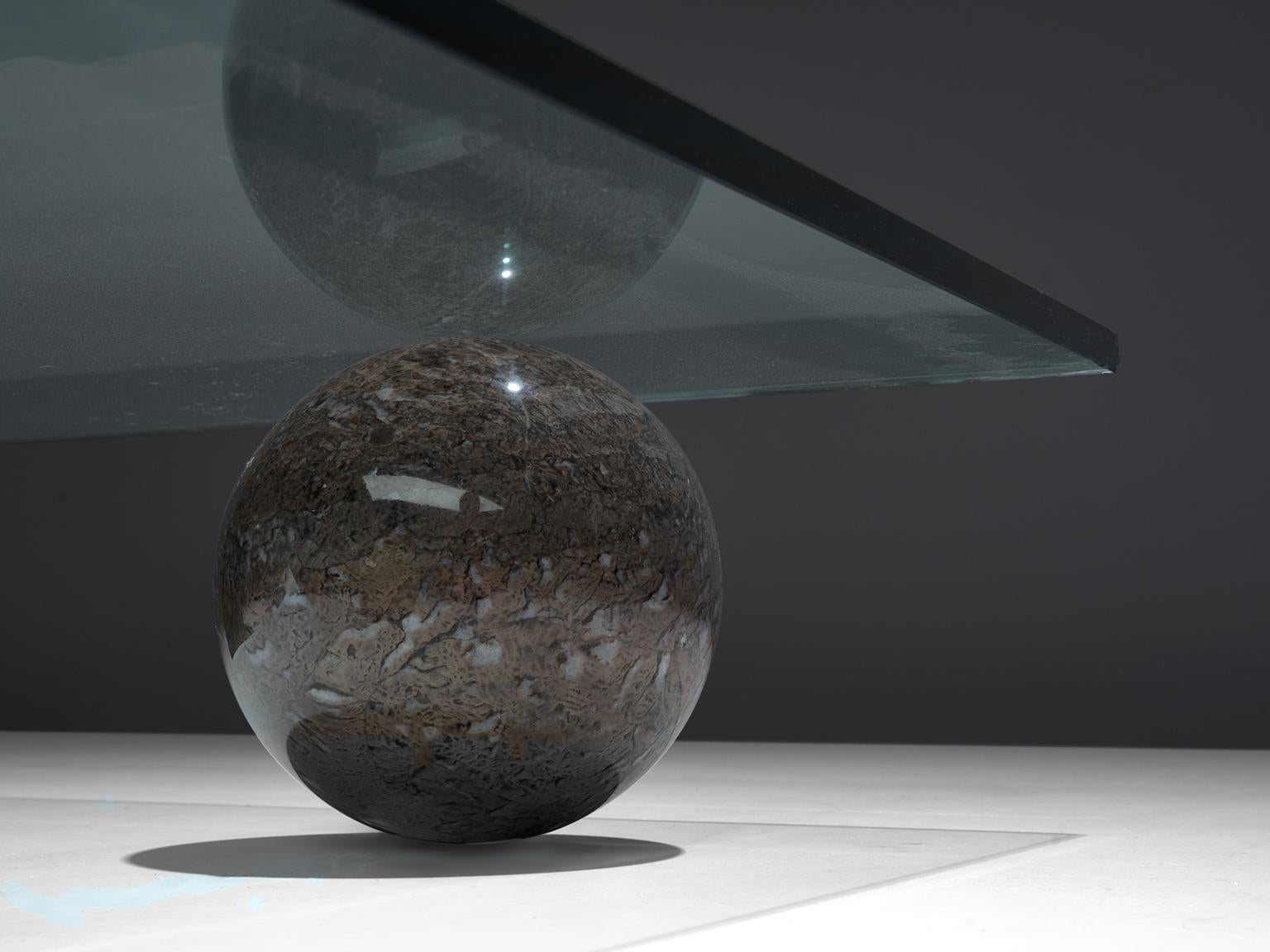 Italian Massimo & Lella Vignelli 'Metafora' Coffee Table in Marble and Travertine