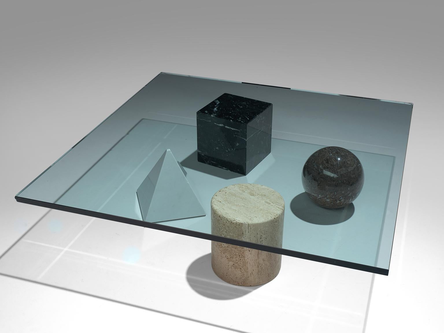 Massimo & Lella Vignelli 'Metafora' Coffee Table in Marble and Travertine In Good Condition In Waalwijk, NL
