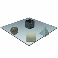 Massimo & Lella Vignelli 'Metafora' Coffee Table in Marble and Travertine