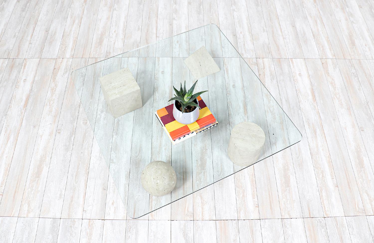 Table basse italienne Metafora en travertin de Massimo & Lella Vignelli en vente 1