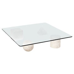Table basse italienne Metafora en travertin de Massimo & Lella Vignelli