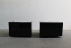 Massimo & Lella Vignelli Set of Two Black Saratoga Bar Cabinet by Poltronova