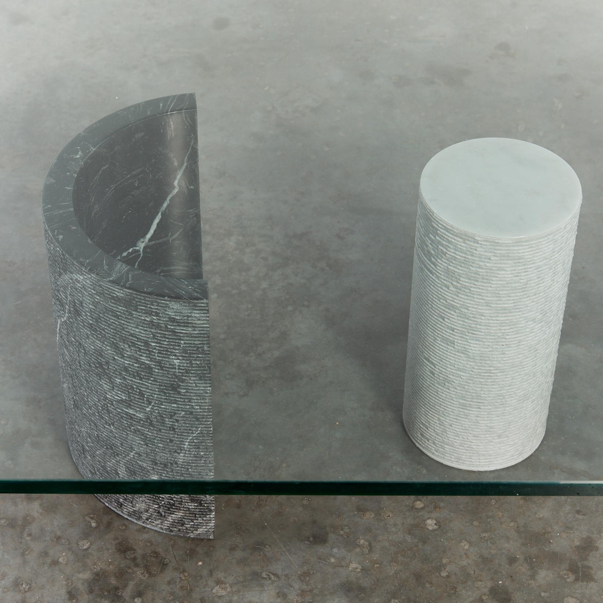 Carved Massimo & Lella Vignelli Stone Column Coffee Table for Casigliani For Sale