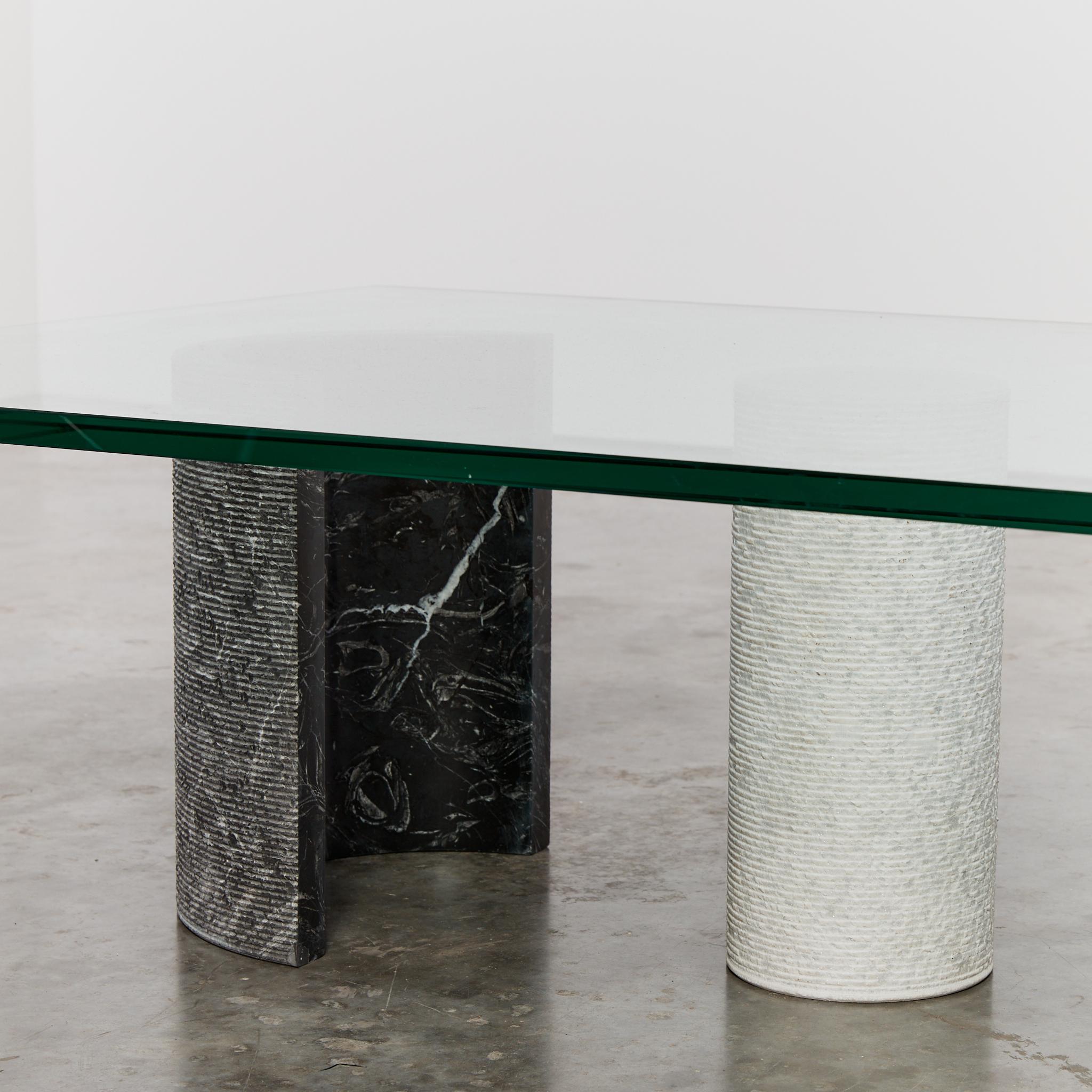 Glass Massimo & Lella Vignelli Stone Column Coffee Table for Casigliani For Sale