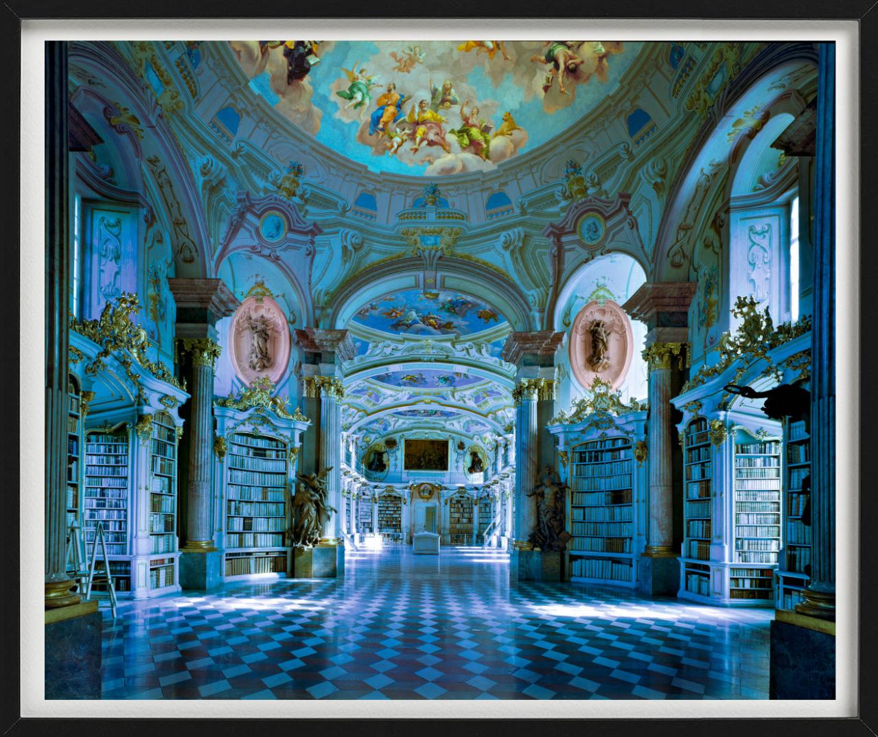 Bibliotheca Di Admont, blue Baroque Interior, Fine Art Photography 2000 - Blue Color Photograph by Massimo Listri
