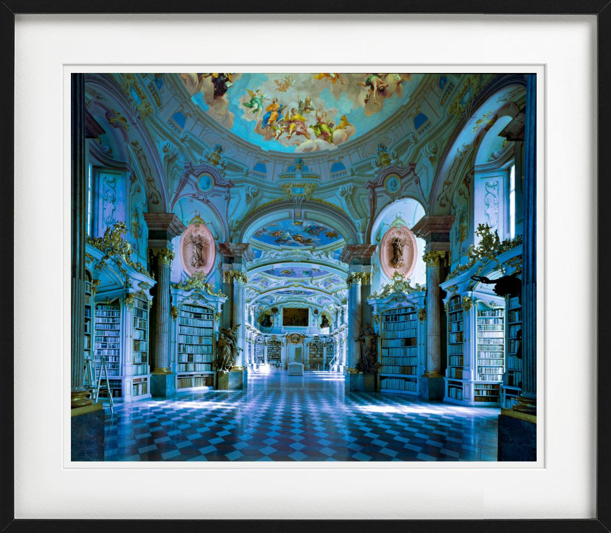Bibliotheca Di Admont, blue Baroque Interior, Fine Art Photography 2000 For Sale 2