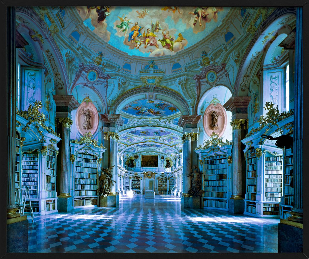 Bibliotheca Di Admont, blue Baroque Interior, Fine Art Photography 2000 For Sale 3