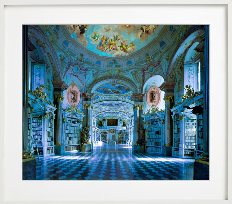 Bibliotheca Di Admont, blue Baroque Interior, Fine Art Photography 2000 For Sale 5