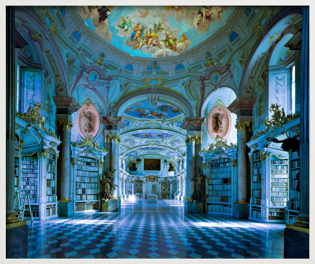 Bibliotheca Di Admont, blue Baroque Interior, Fine Art Photography 2000 For Sale 6