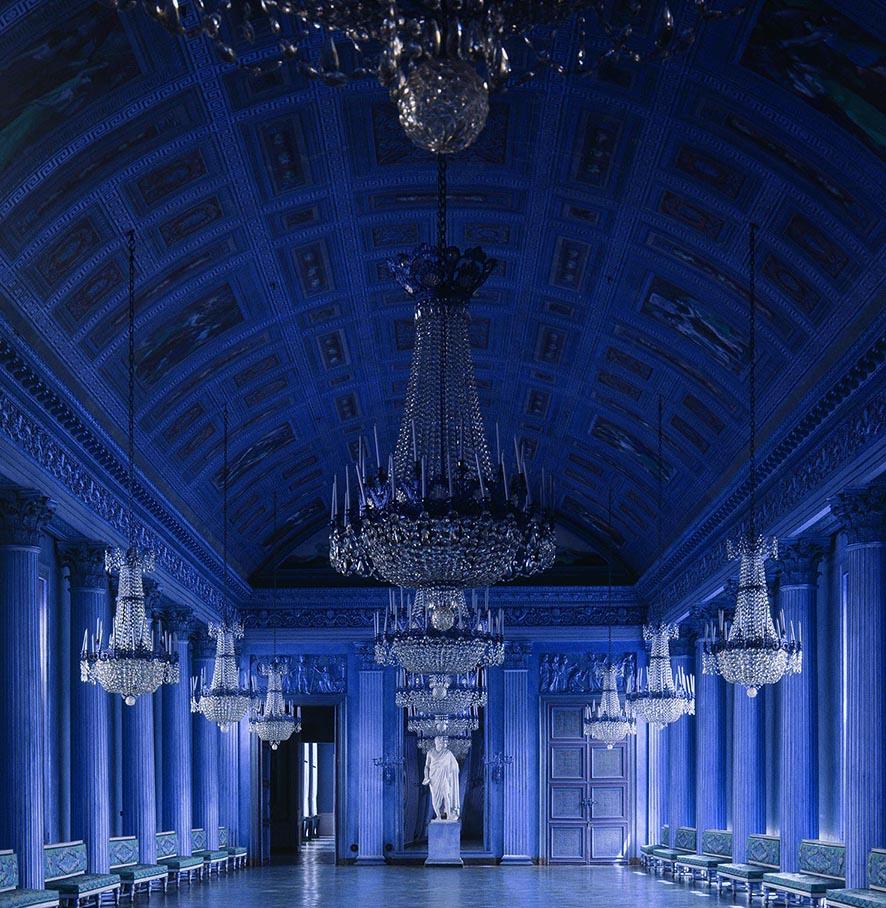 Massimo Listri Still-Life Photograph - Château de Compiègne I in France - blue walls in the wonderful palast 