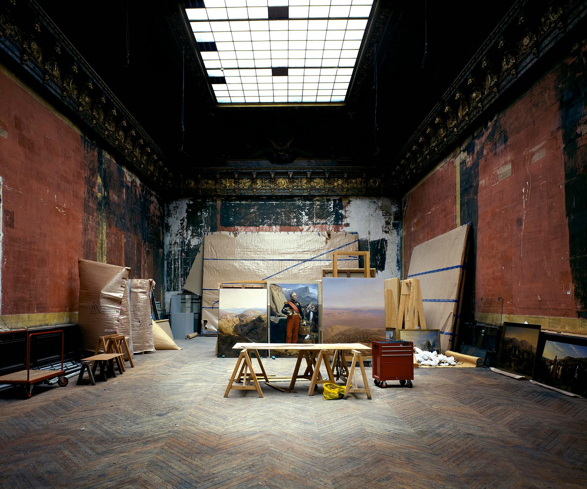 Massimo Listri Color Photograph - Versailles II, Francia 2003 - inside the palace with paintings, red walls