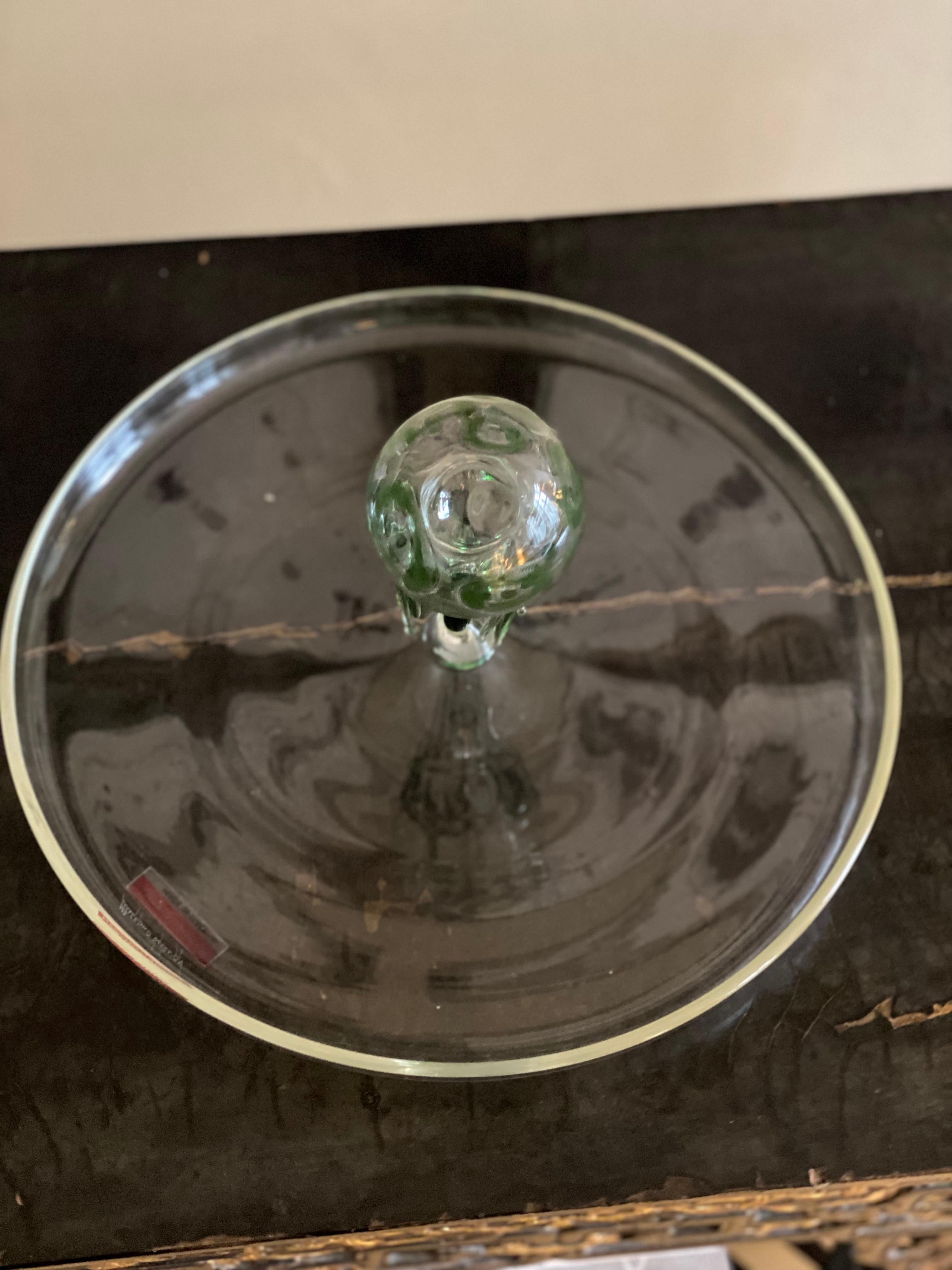 Massimo Lunardon Green Jellyfish-Tablet, Murano Glas, Medusa, Bowl For Sale 1