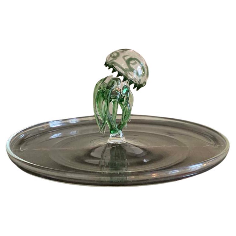 Massimo Lunardon Green Jellyfish-Tablet, Murano Glas, Medusa, Bowl For Sale