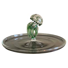Massimo Lunardon Green Jellyfish-Tablet, Murano Glas, Medusa, Bowl