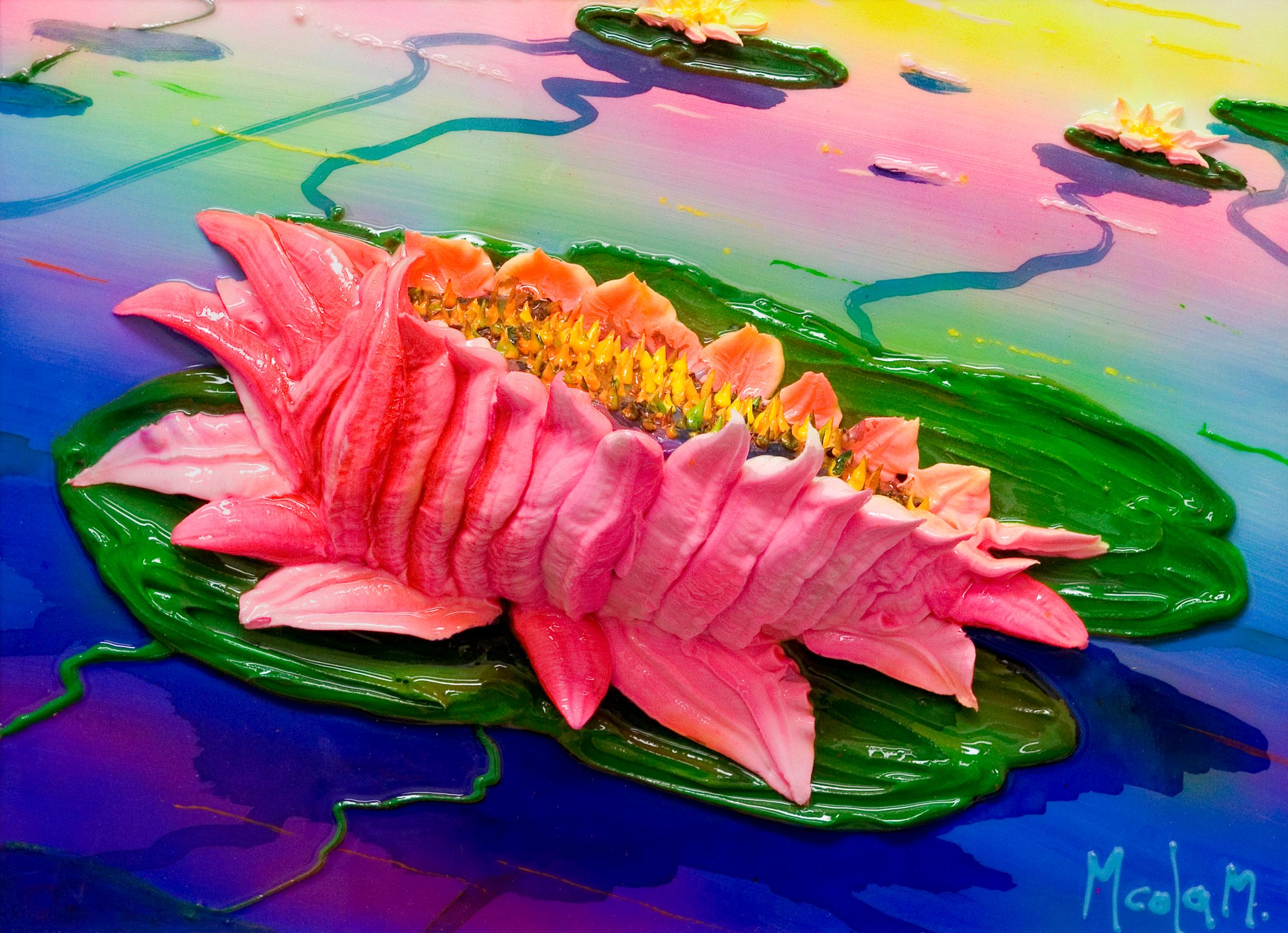 Pink Water Lily - Painting by Massimo Meda