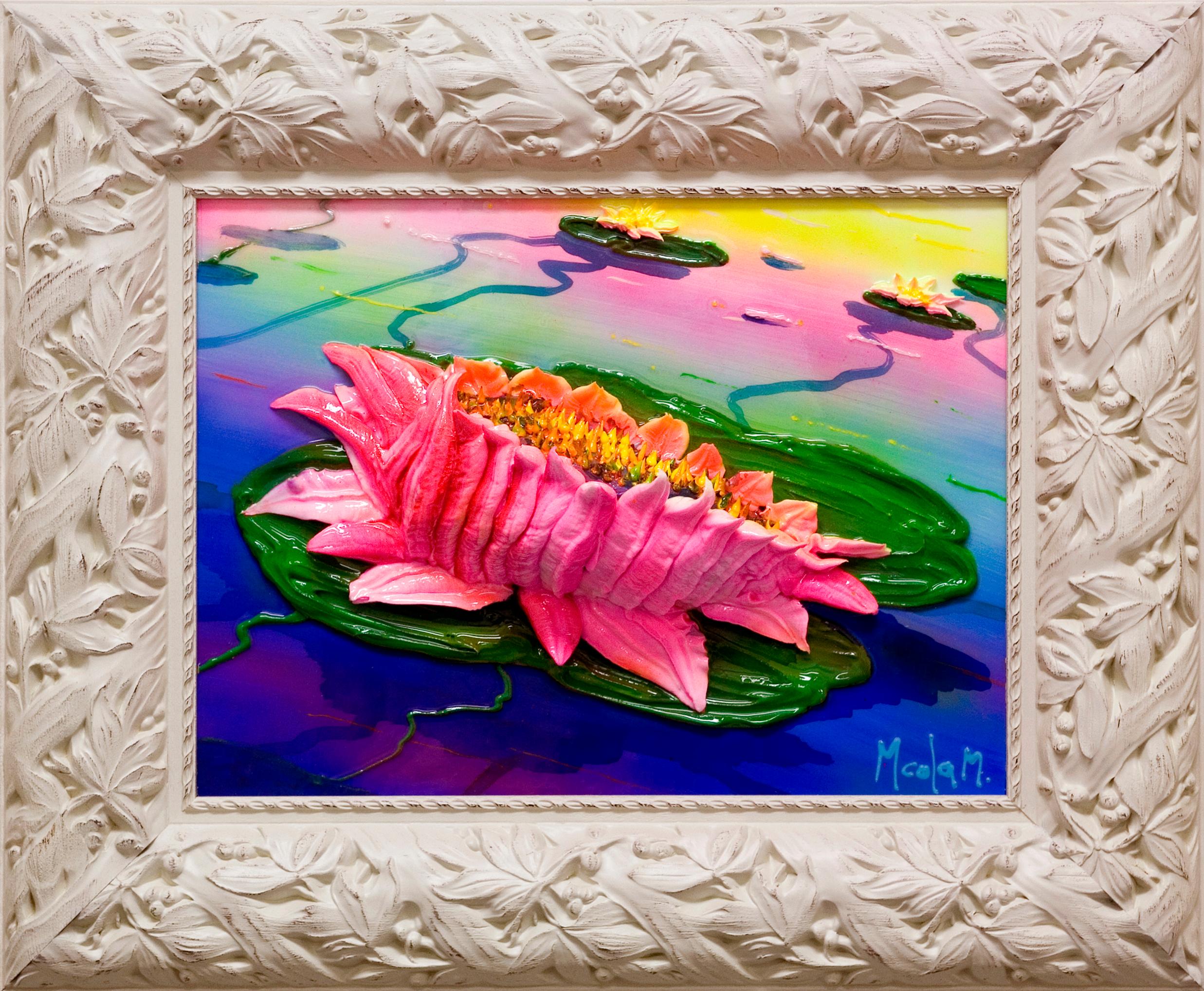 Massimo Meda Landscape Painting - Pink Water Lily