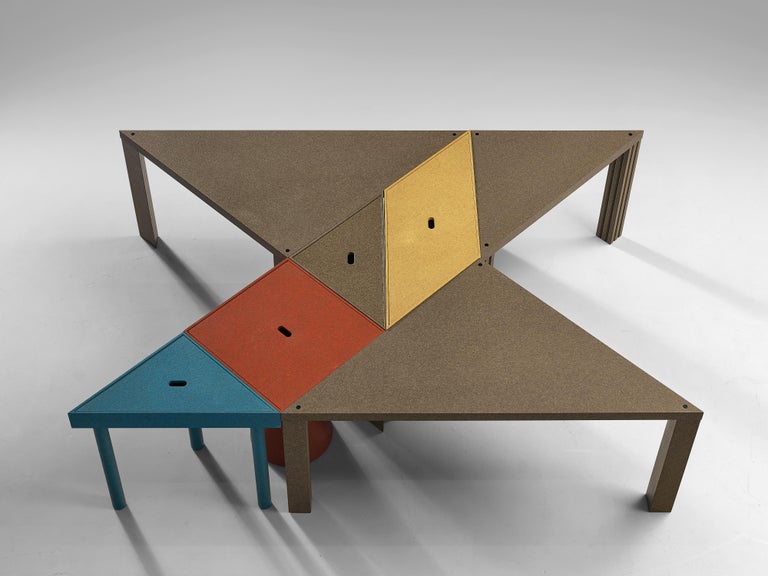 Massimo Morozzi for Cassina, ‘Tangram’ dining table, painted beech, Italy, 1983

The ‘Tangram’ table awakes more than just one association. The design by Massimo Morozzi is modular and therefore versatile, playful in use and color, but still