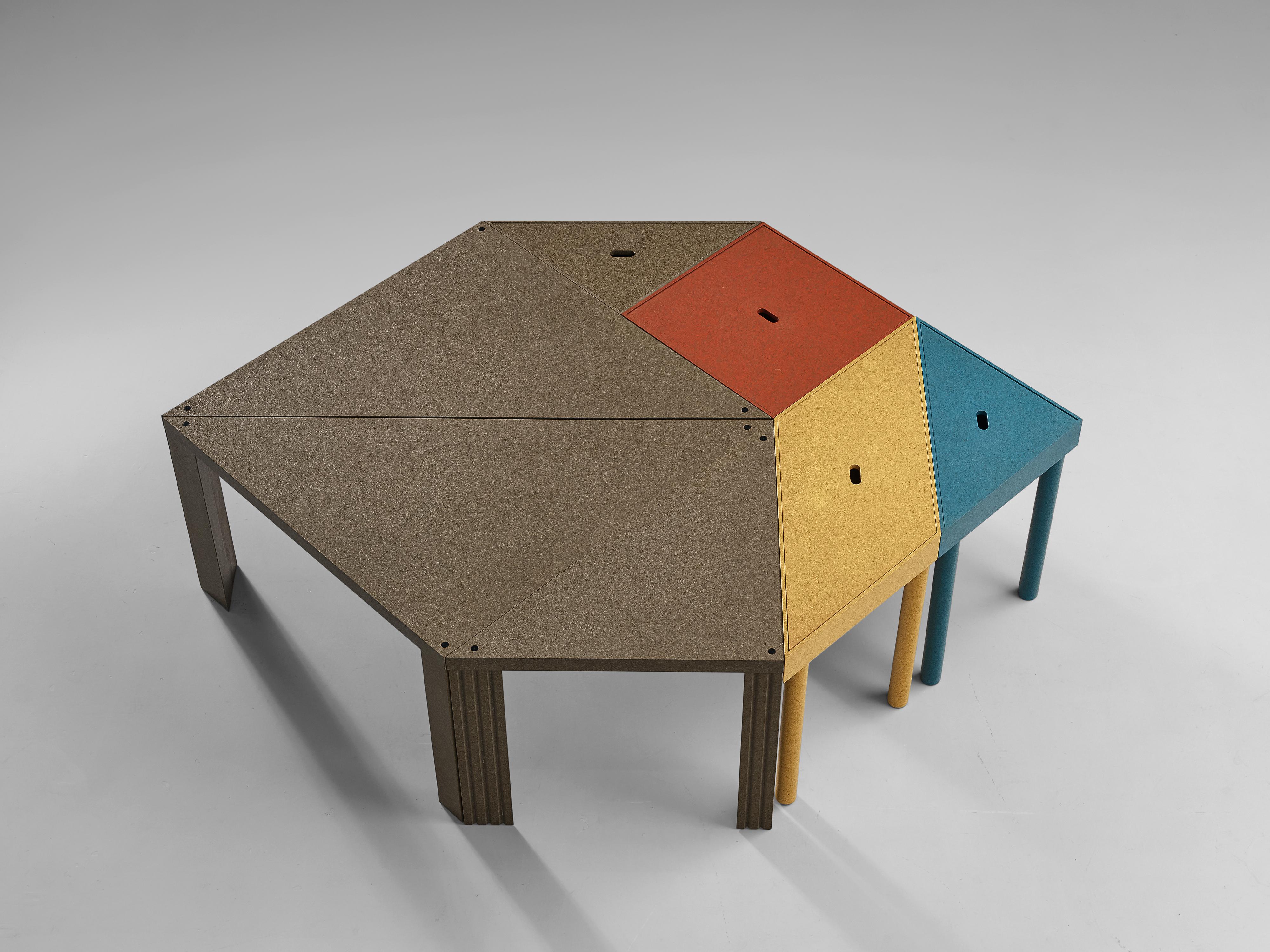 Italian Massimo Morozzi for Cassina Modular ‘Tangram’ Dining Table in Colorful Beech