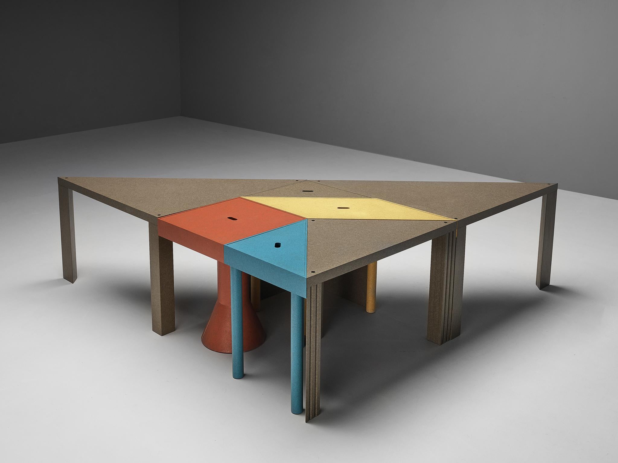 Massimo Morozzi for Cassina Modular ‘Tangram’ Dining Table in Colorful Beech In Good Condition In Waalwijk, NL