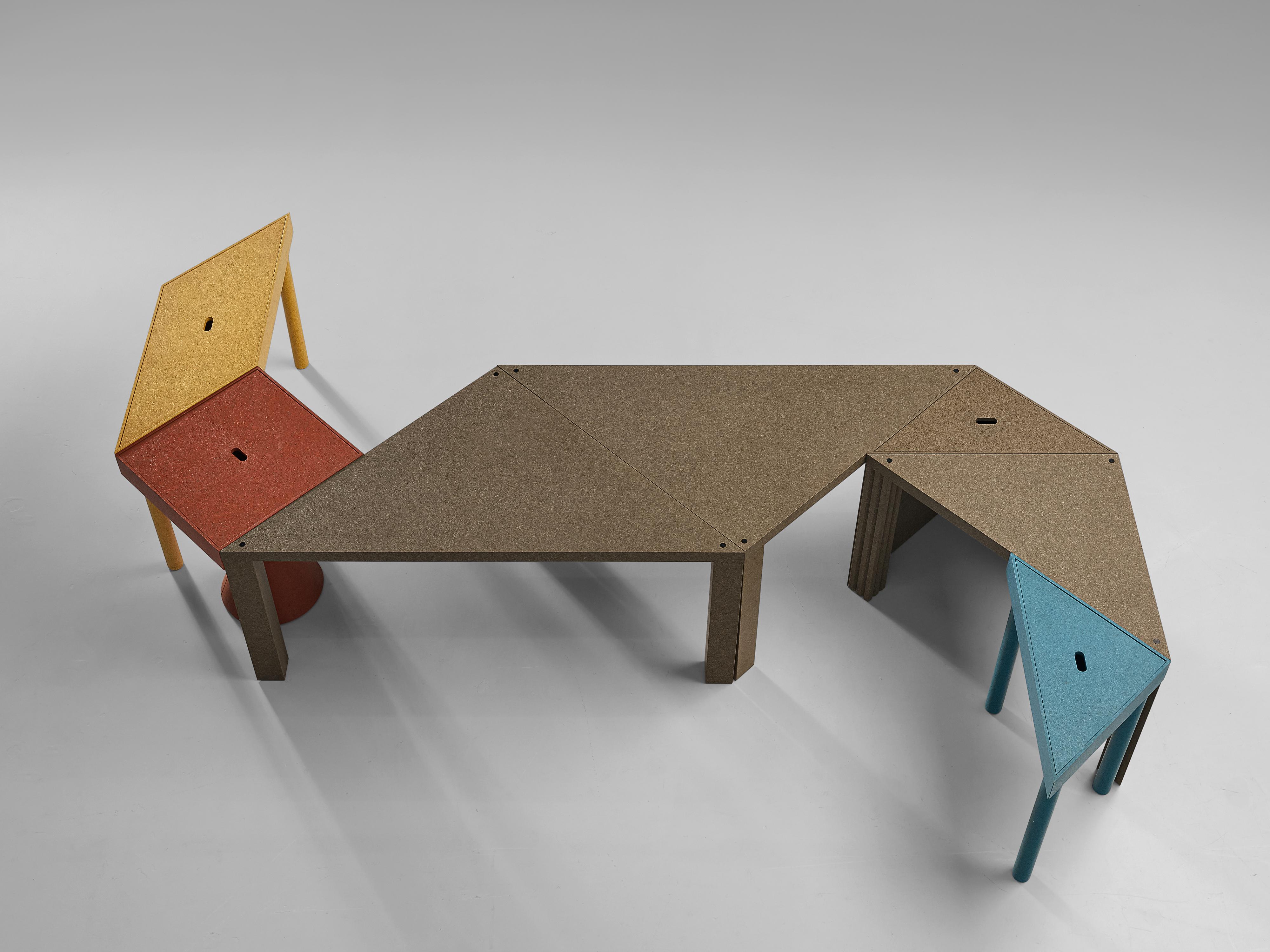 Late 20th Century Massimo Morozzi for Cassina Modular ‘Tangram’ Dining Table in Colorful Beech