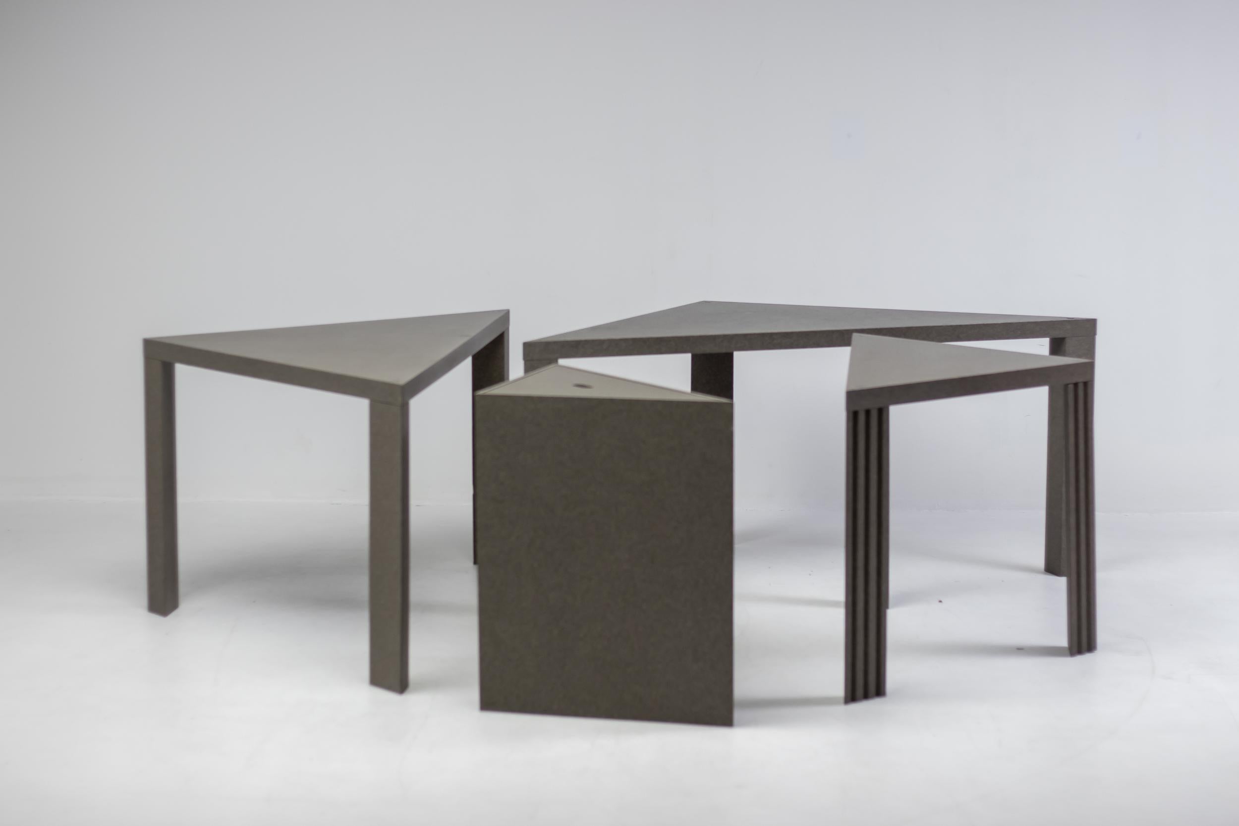Massimo Morozzi for Cassina, ‘Tangram’ dining table, painted beech, Italy, 1983.
This design by Massimo Morozzi is modular and therefore versatile, playful in use and color, but still elegant. It is functional in the way that the triangular tables