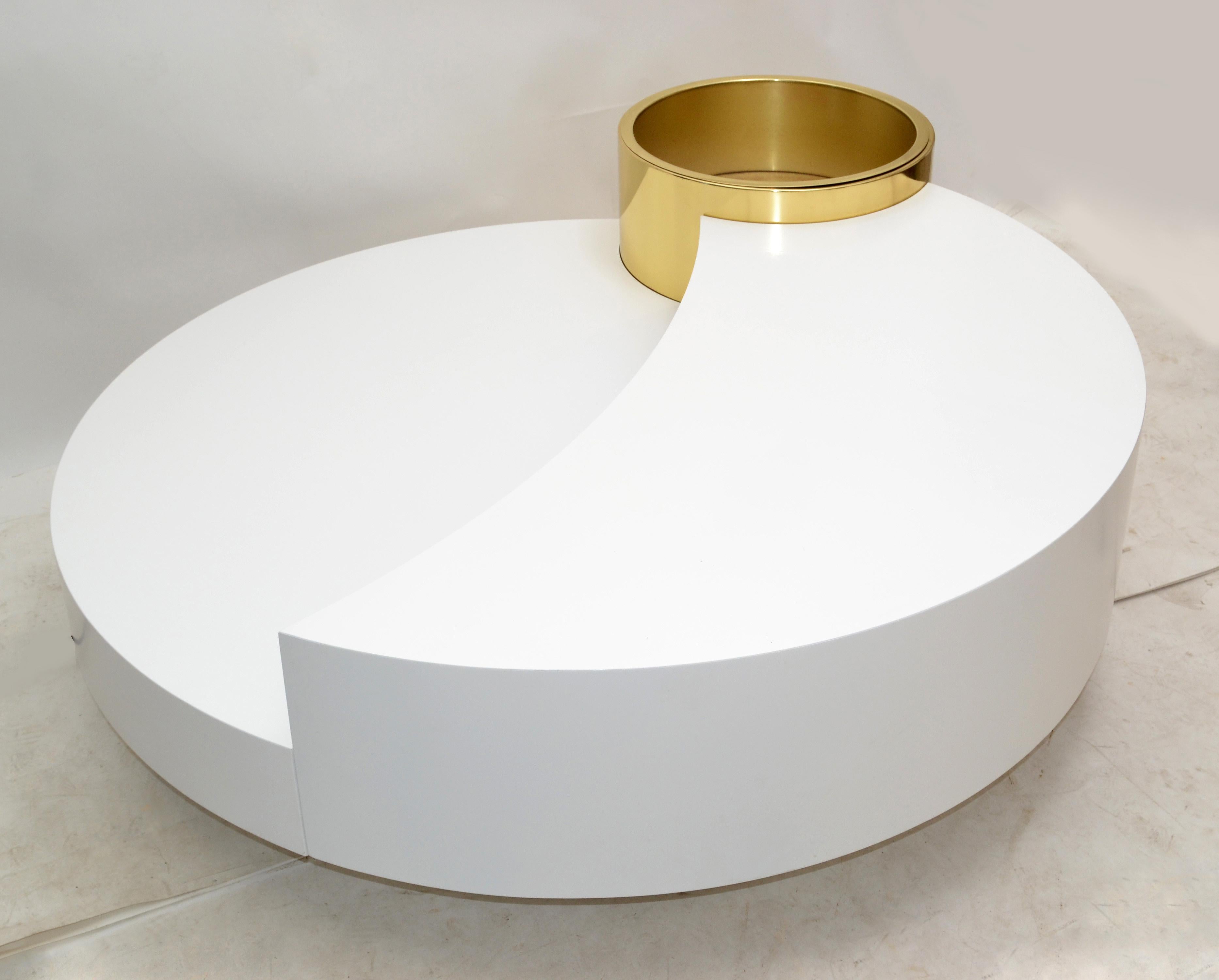 Molded Massimo Papiri Italy Turning Wood & Brass Dry Bar, Coffee Table by Mario Sabot For Sale