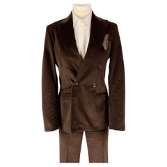 MASSIMO PIOMBO Size 34 Brown Velvet Cotton Double Breasted Suit