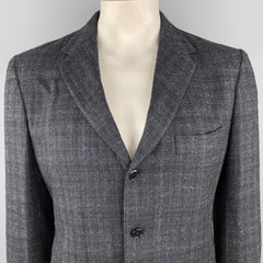 MASSIMO PIOMBO Size 44 Navy Plaid Wool Blend Notch Lapel Sport Coat
