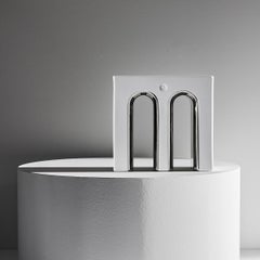 Massimo White Ceramic and Platinum Details Handcrafted Flower Vase