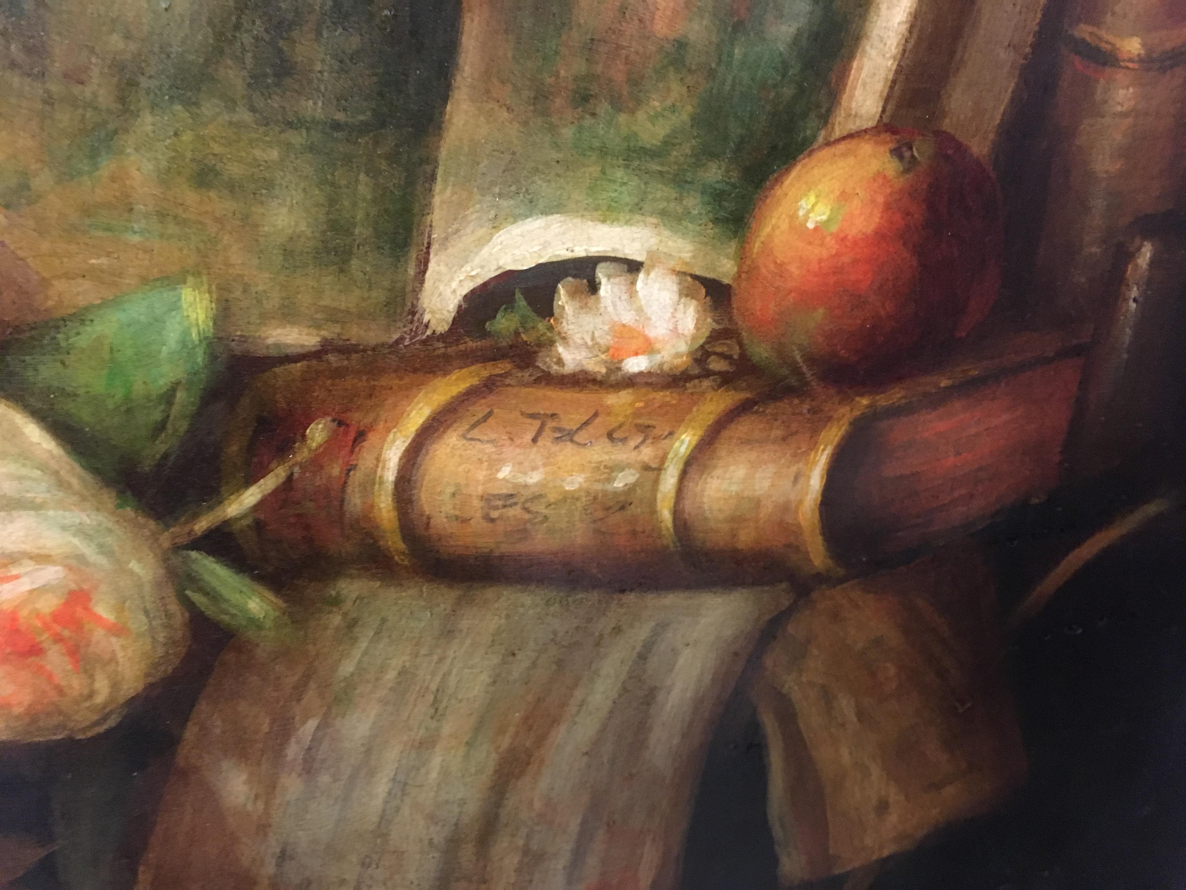 STILL LIFE- Massimo Reggiani - Italian school -  Oil on Canvas Italian Painting For Sale 3